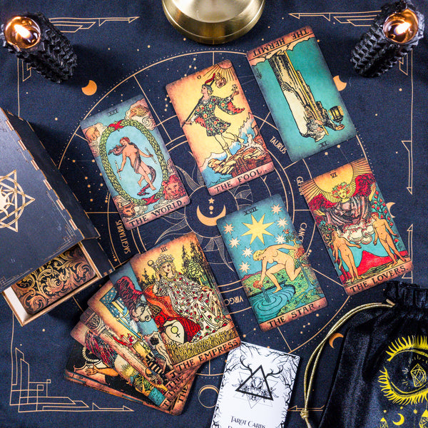 The Smith-Waite Tarot Borderless Vintage Eco Linen Tarot Cards